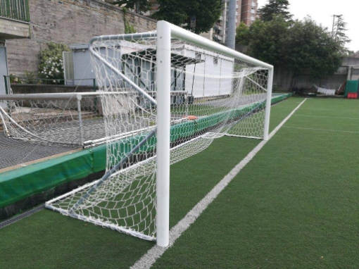 Image de Poarta fotbal aluminiu 5x2 m, mobila cu bara divizata