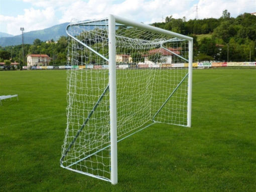Image de Poarta Futsal Aluminiu 3x2 m, independenta, cu colturi sudate si suporturi rabatabile pentru plasa