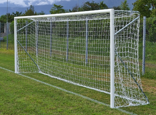 Image de But de football mobile en aluminium 6 × 2 m — Ø80 mm avec filet inclus — VI 6033